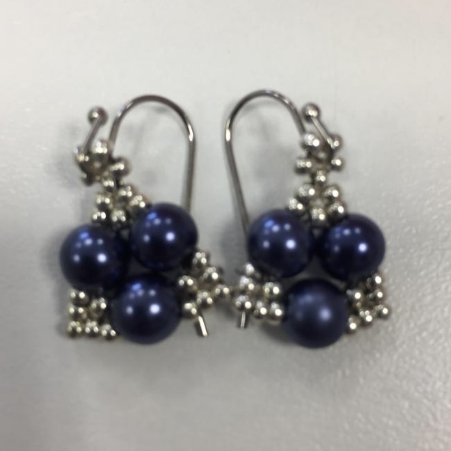 Pendientes 3 bolas Bea azul